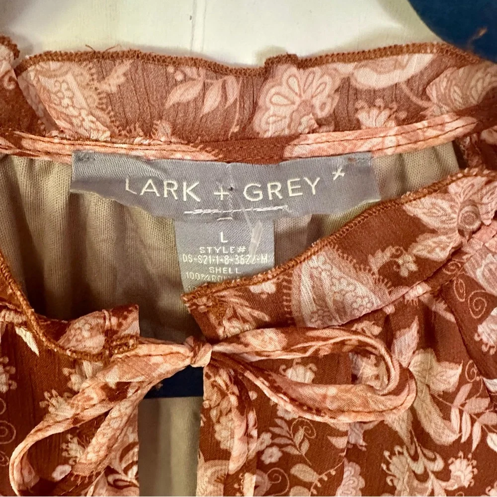 Lark + Grey Floral Dress Large L - Picture 3 of 6